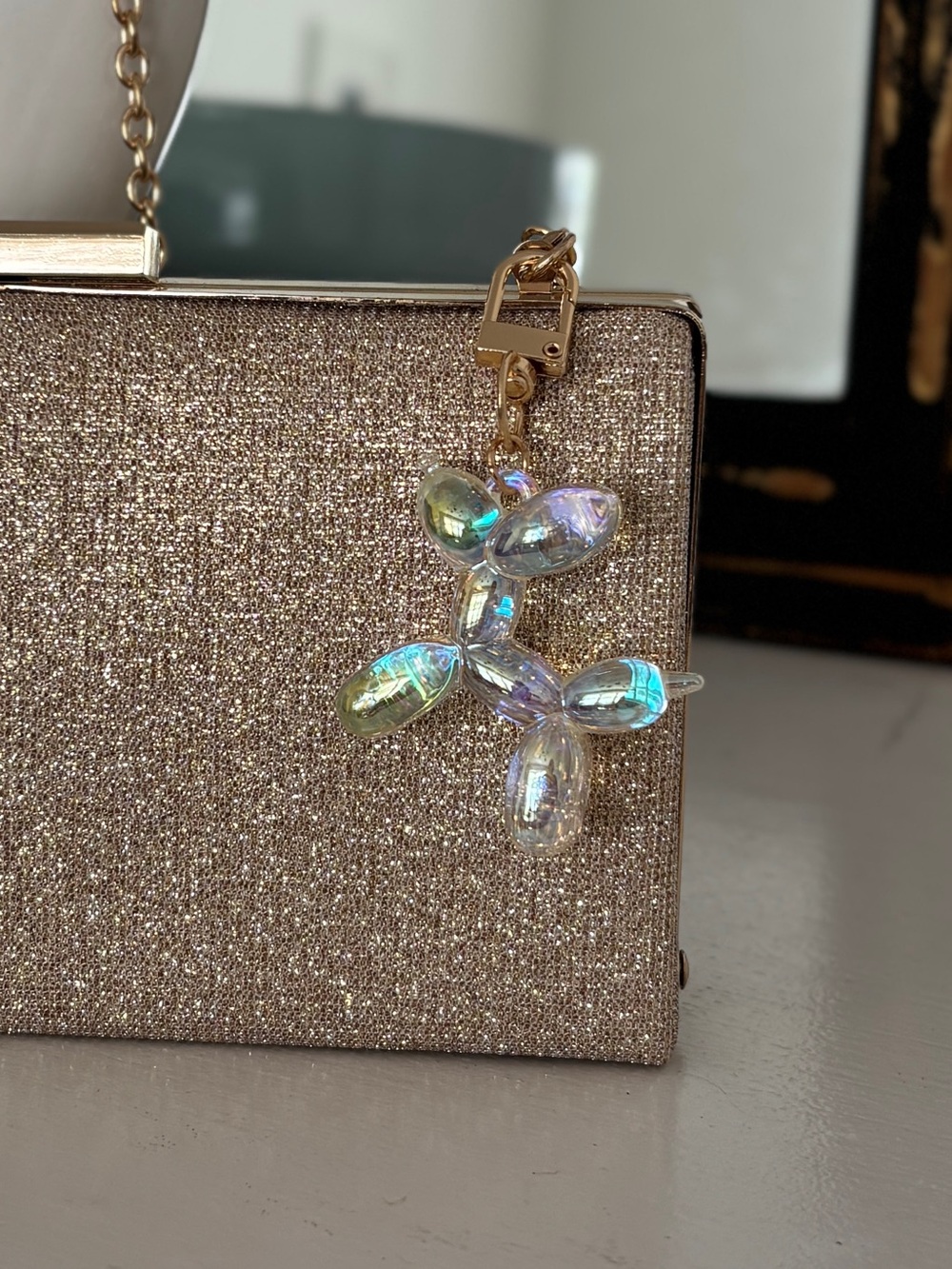 Balloon Dog Bag Charm Keychain Opalescent Aurora Borealis Finish - Picture 6 of 10